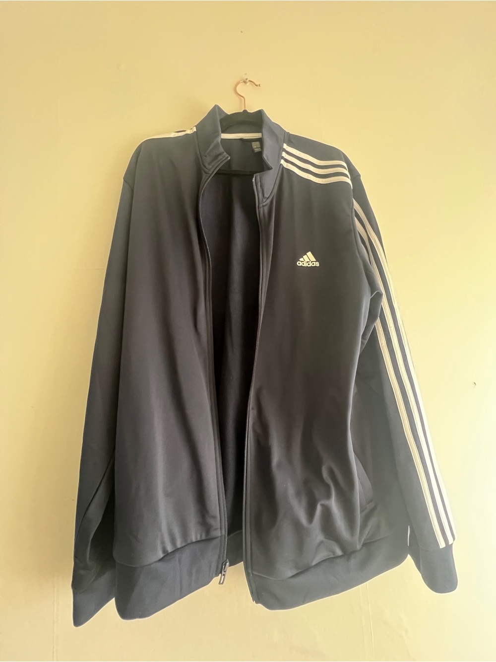 adidas Navy Blue Track Jacket with White Three-Stripes